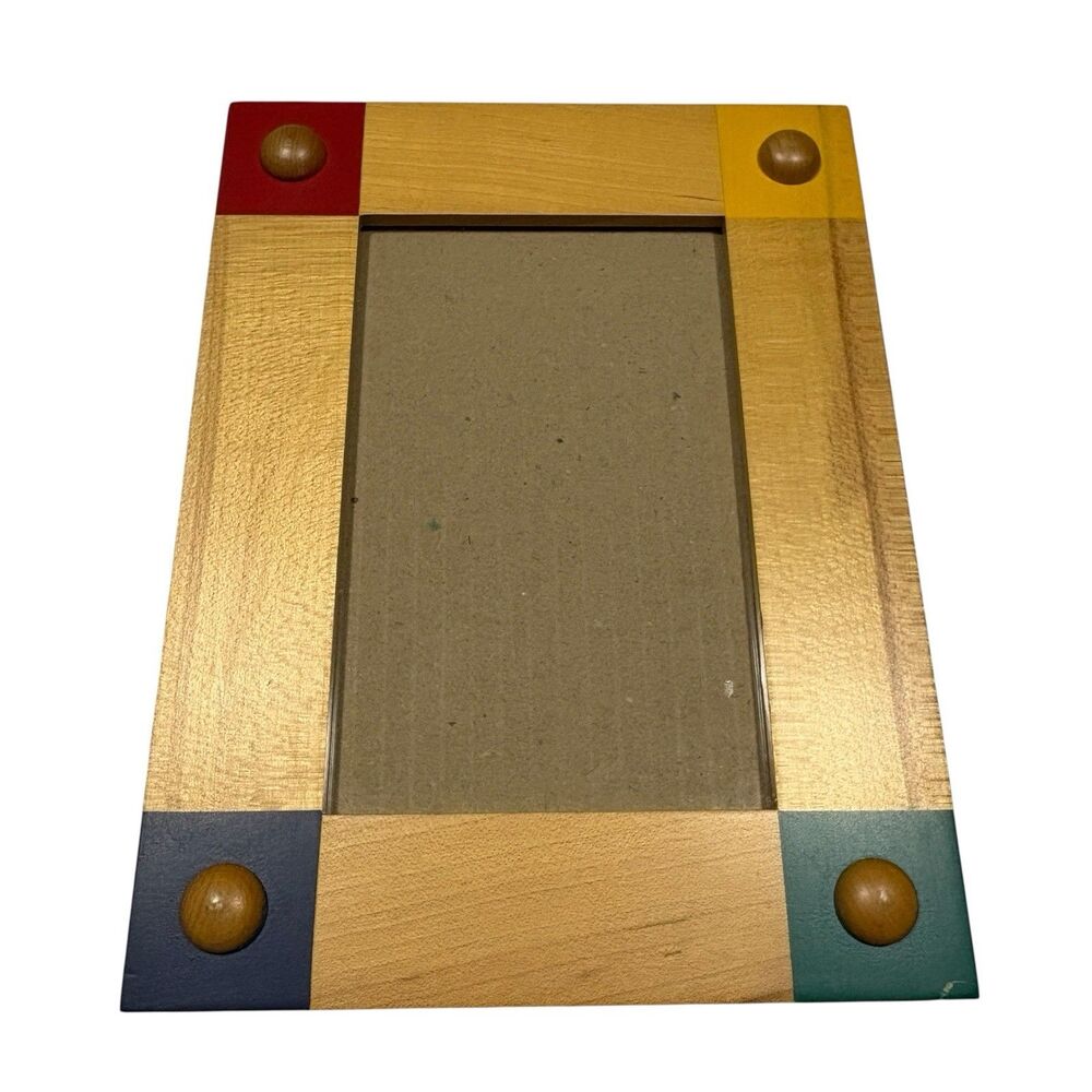 Vintage Solid Wood Picture Frame 4" x 6" Colorful Accents